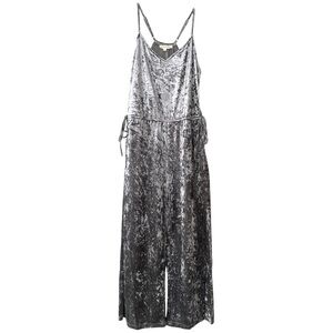 Grade & Gather jumpsuit, size M, cropped, stretchy crushed, velvet, side ties